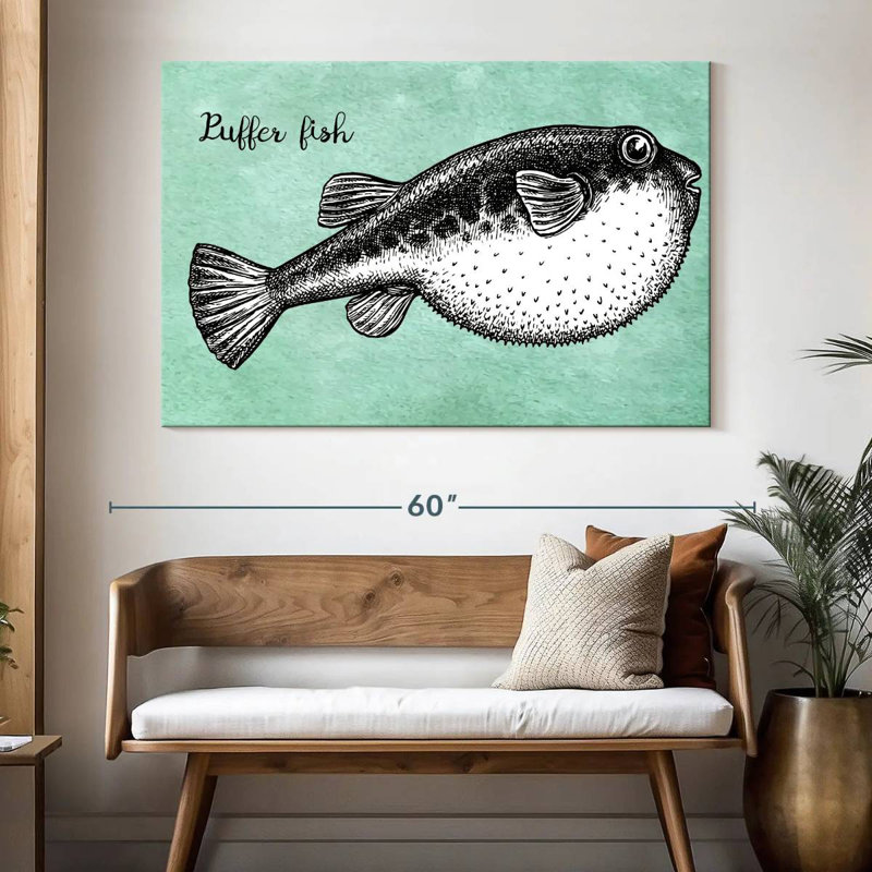 Brampt Puffer Fish Sketch, 34" H x 51" W