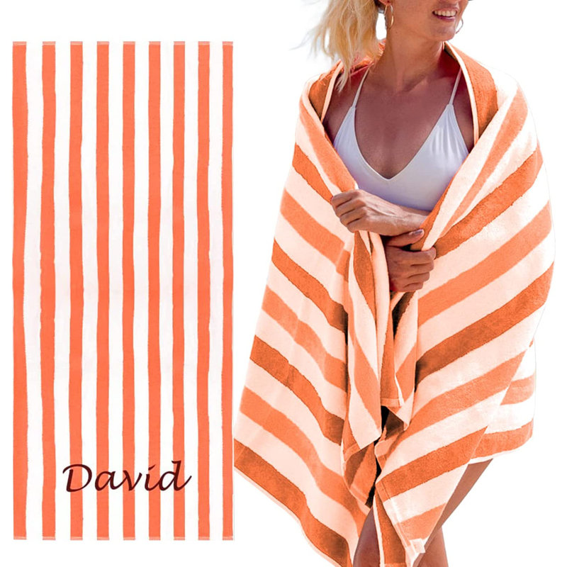 Serviette de plage 100% coton Ayomipo, Corail, Oui