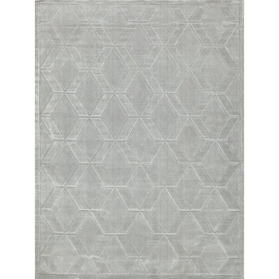 Brunello Geometric Area Rug in Light Silver