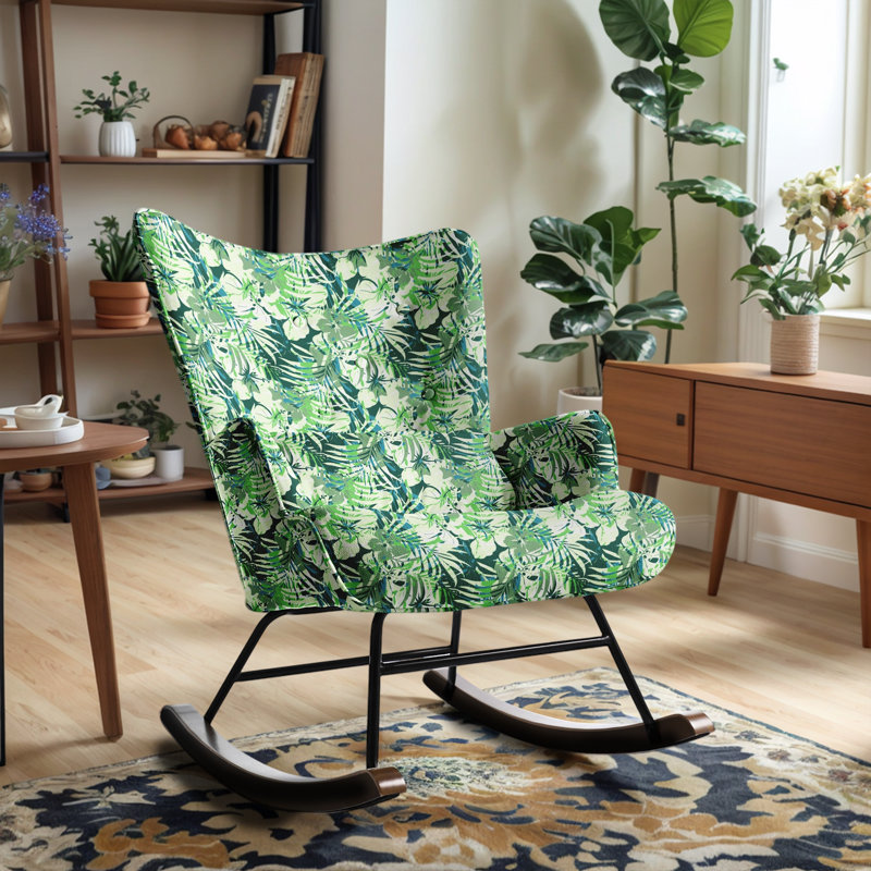 Cyra Rocking Chair, Green Tropical