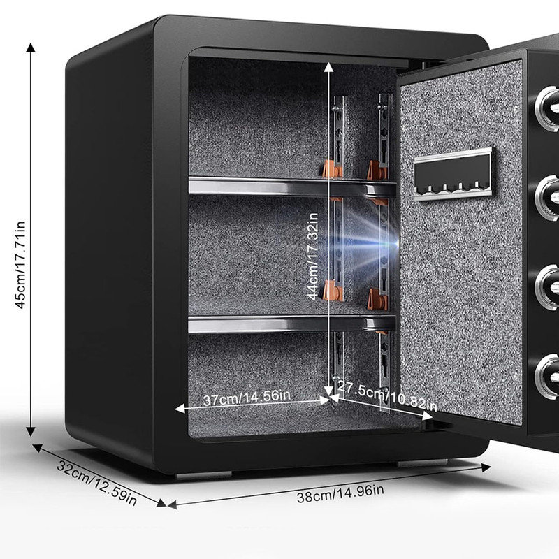 Fireproof Safe Box with Mute Function & Touch Screen Keypad, Money Safe with Removable Shelf & Led Light, Wall or Floor Mounting