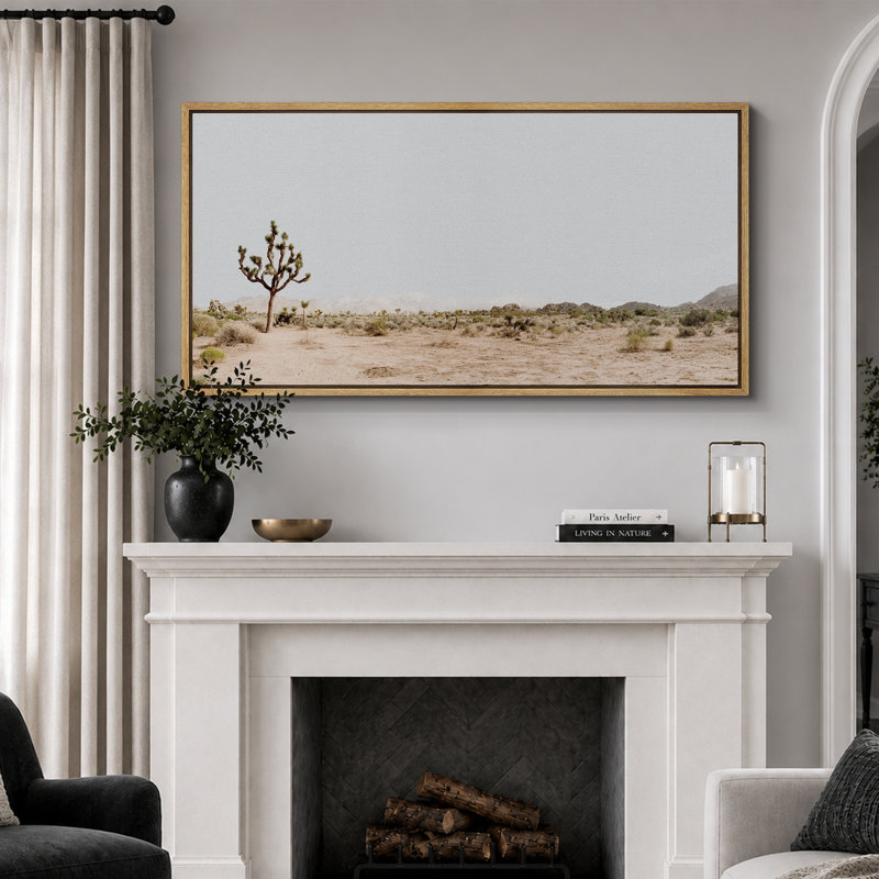«Cactus Desert», Joshua Tree Retro, chambre à coucher, paysage, très grande impression sur toile encadrée, H 30 po x l 60 po
