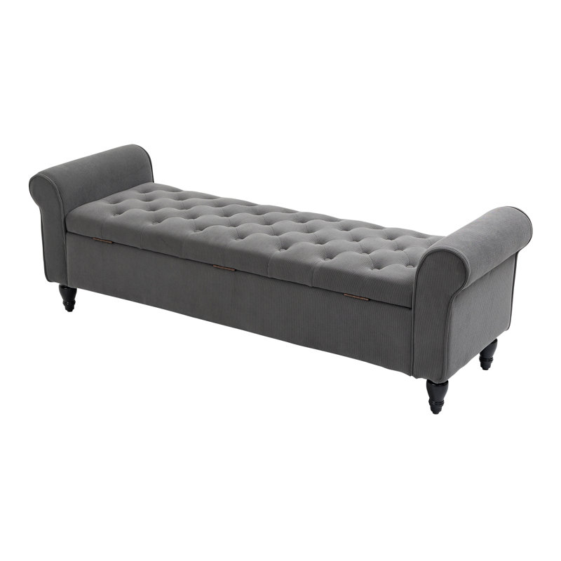 Banc de rangement Jhoana, Gris, H 21 po x l 63 po x P 20 po