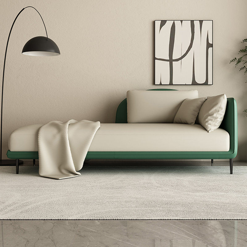 Méridienne Lenzi, Beige et vert, Accoudoir à droite (vu de face)