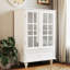 Buffet blanc avec portes doubles en verre et tiroir - Buffet minimaliste moderne en bois pour le salon, le vestibule