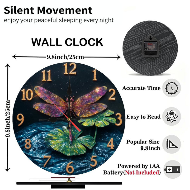 horloge de libellule iridescent nature aquatique