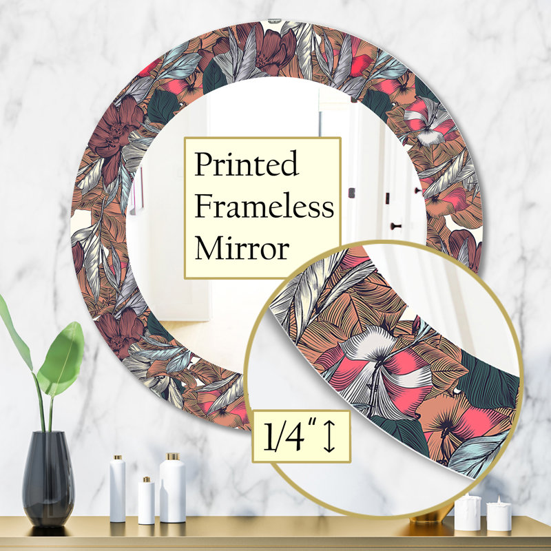 Mirror, 31.5" H x 31.5" W, Floral 1