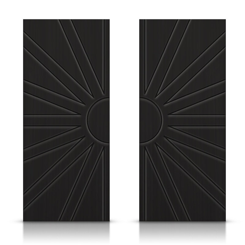 Portes de placard coulissantes à panneaux et en bois, Noir, 72 po x 80 po