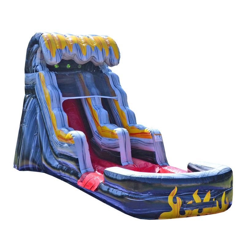 Giant Blue and Orange Inflatable Water Slide with Splash Pool