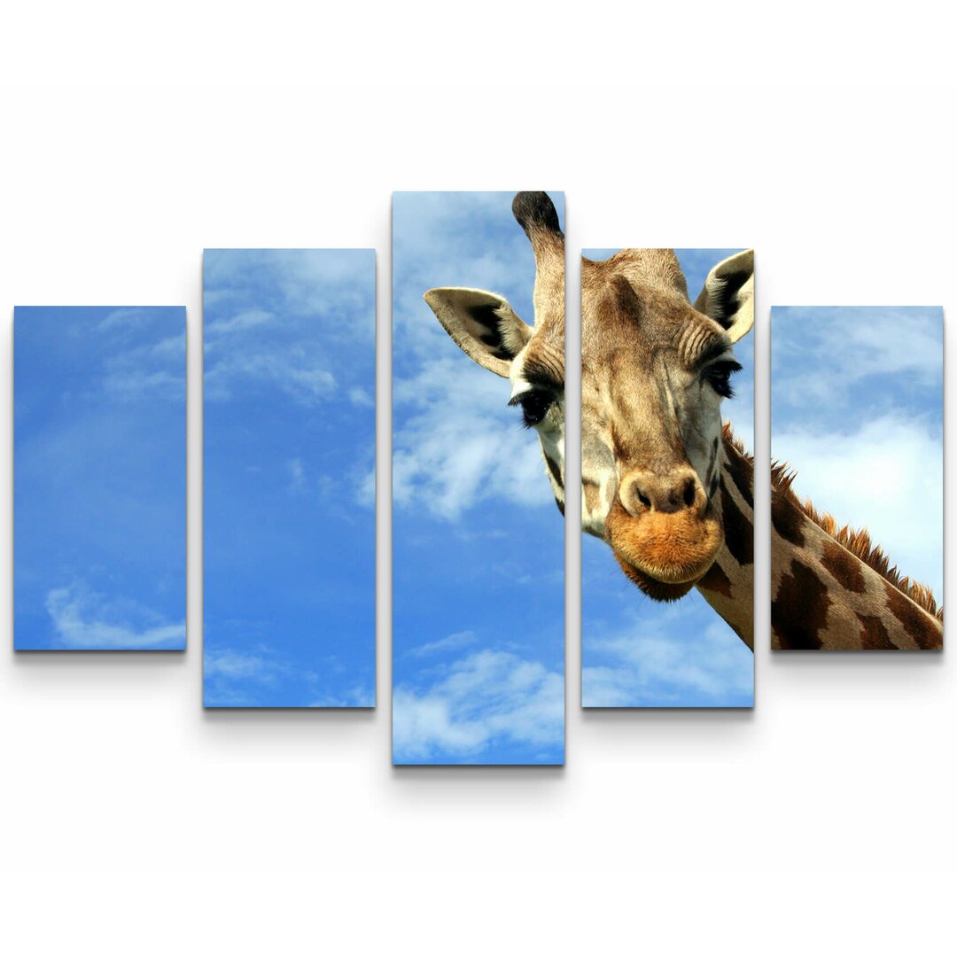 5-tlg. Leinwandbilder-Set Neugierige Giraffe