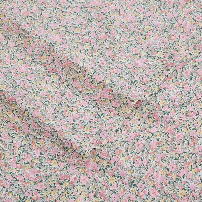 Loveston Pink Full Cotton Percale Floral Sheet Set