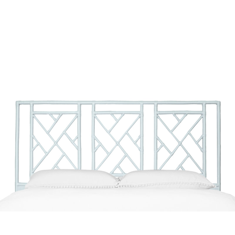 Cowden Geometric Rattan Headboard, Light Blue, King