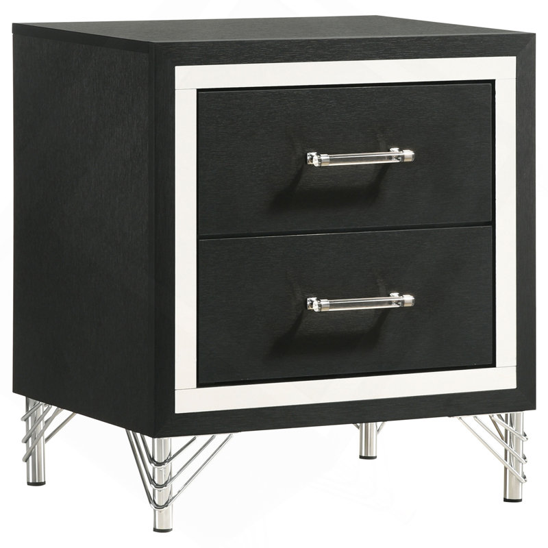 Malcolm Black 2-Drawer Nightstand Bedside Table