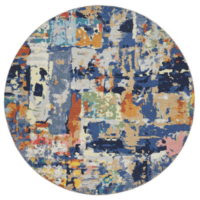 Wool Abstract Area Rug in Blue