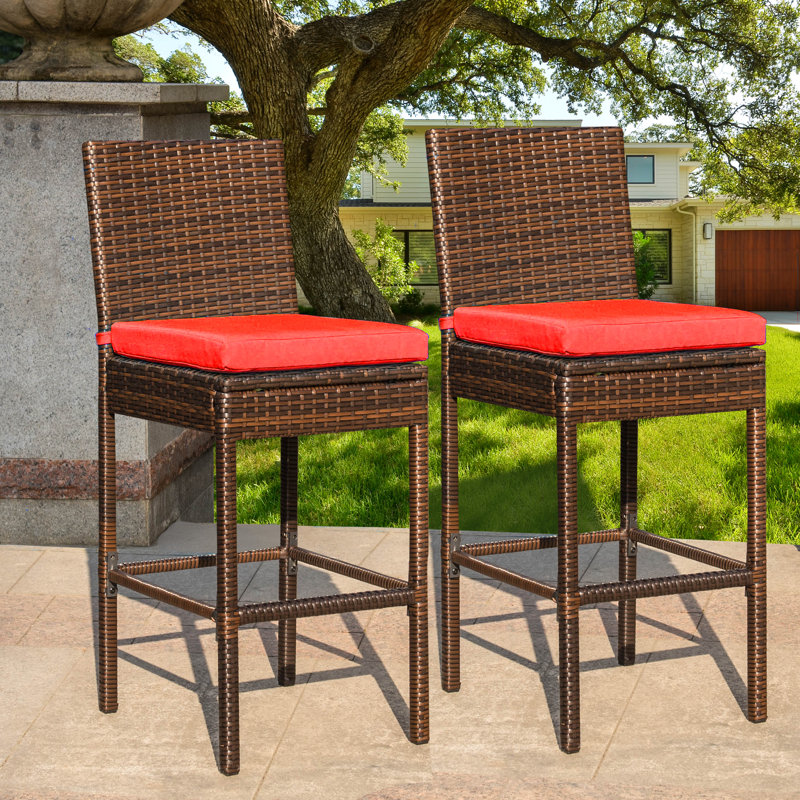 Tabouret 30,5 "avec coussin IIiff, Rouge, Brun