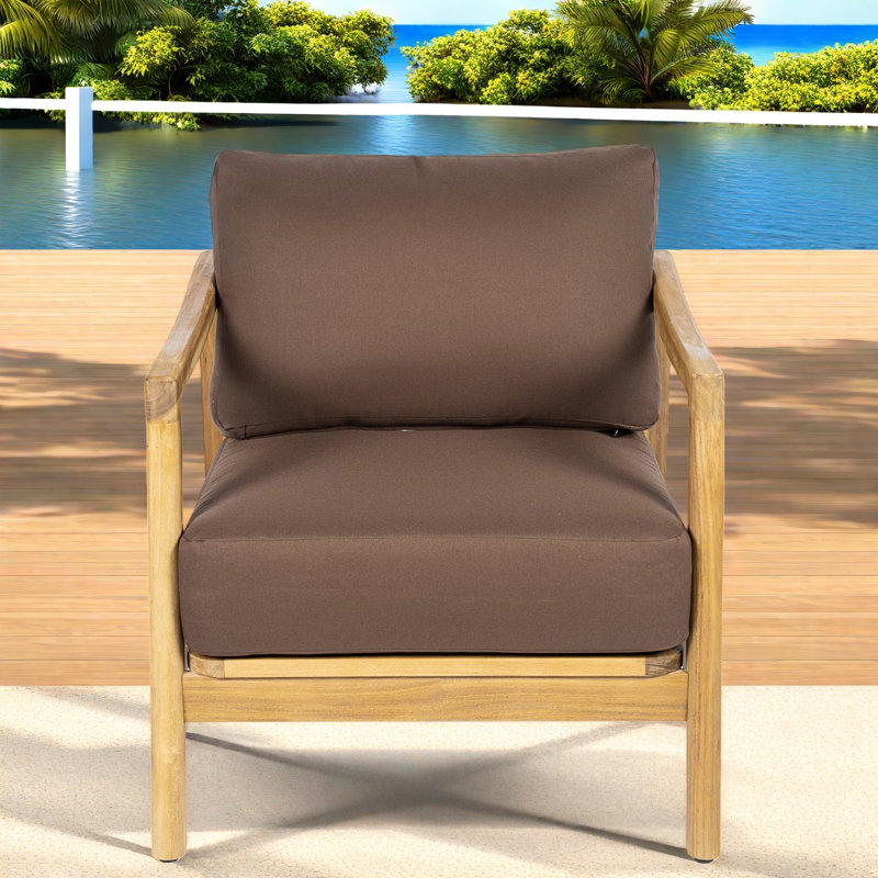 Chaises longues confortables de patio, chaise moderne de corde en bois d'acacia pour la terrasse
