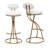 Bar Stools Set Of 2 S-Shaped Gold Barstools With Backrest Floral Print Upholstered Dining Chairs Counter Height Stool For Kitchen Island-564752593