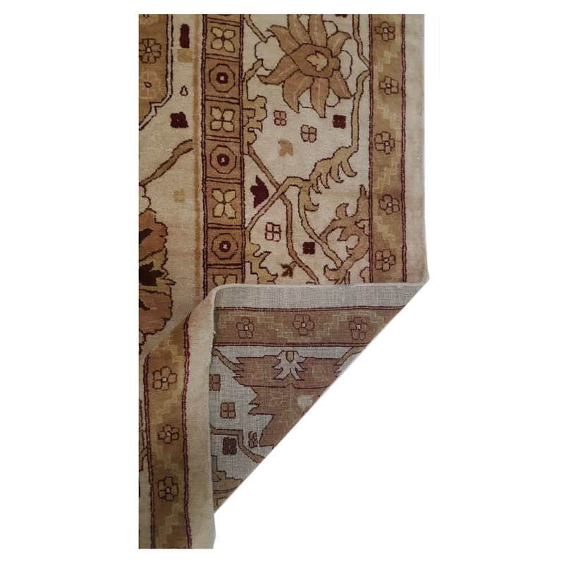Agra Hand Knotted Ivory /Tan 14x21 Oversize Rug