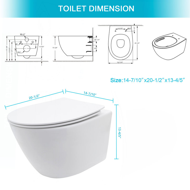 Cuvette de toilette murale avec siège à fermeture douce