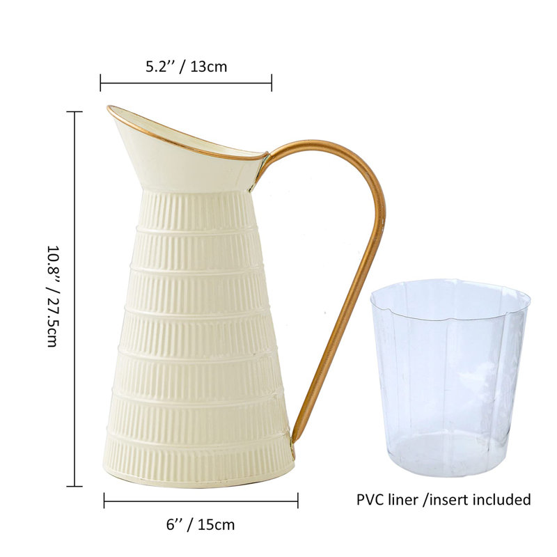 Metal Table Vase, Cream