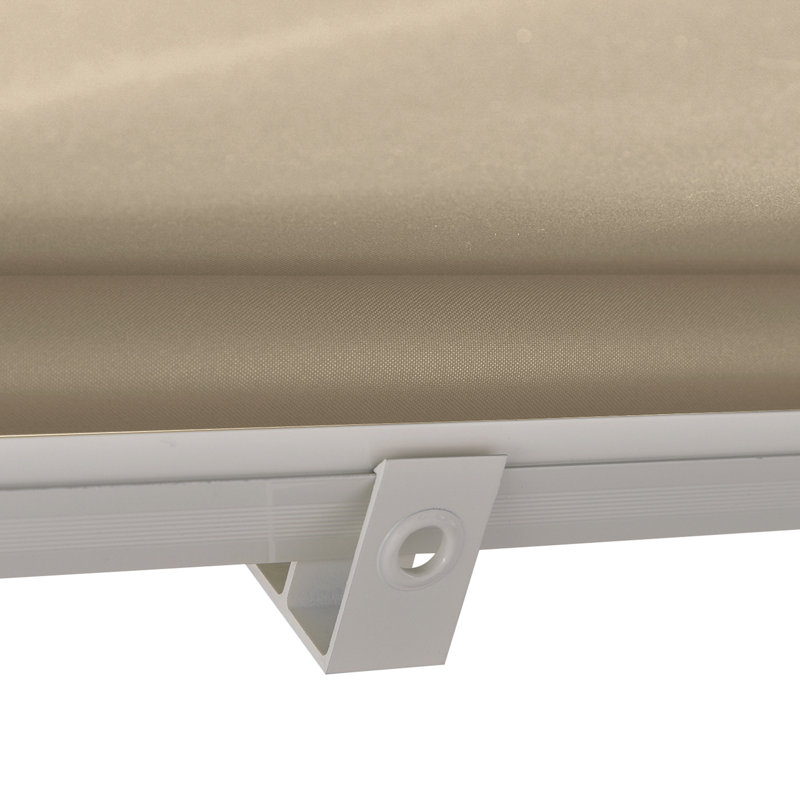 Store extérieur manuel à bras articulé de 1,83 m pour balcon, protégé, en aluminium, blanc crème, rétractable, avec bras articulé, protection renforcée.