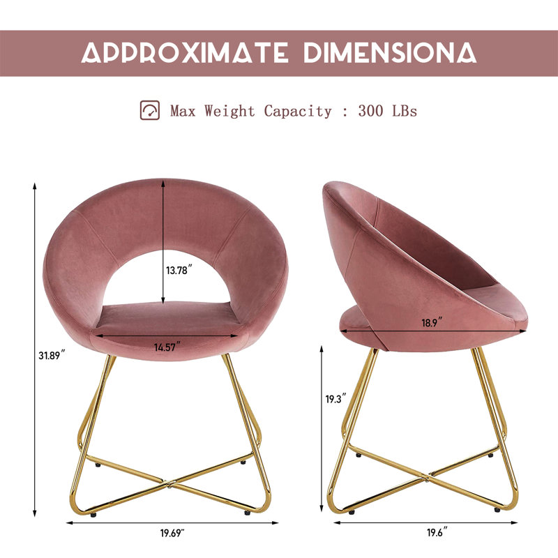 Chaise avec accoudoirs avec pieds en métal Knappenberger, Rose, 2