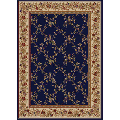 Weisgerber Traditional trellis Oriental Blue Navy Area Rug