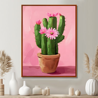Cactus Flowers Potted In Bloom - Floral Cactus Wall Art