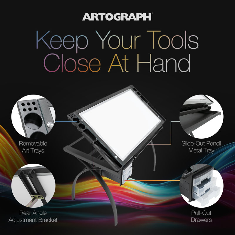 Artograph Futura Light Table for Artists with Storage & Dimmable Glass Work Top