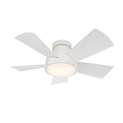 Vox 5 - Blade Indoor/Outdoor Smart Flush Mount Ceiling Fan with Remote Control and LED Light Kit, Works With Alexa and iOS or Android App