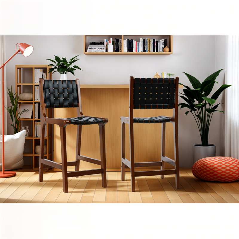 Dolorous Counter Stool, Walnut/Black, 2