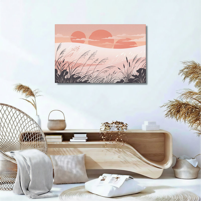 Ensemble de 1 tableau sur toile « Coucher de soleil dans le désert »., 28"H x 40"W, Wrapped Canvas