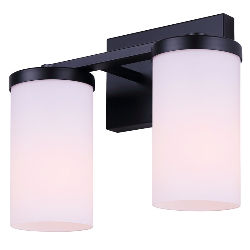 Britton 2-Light Vanity Fixture, Matte Black Finish with Opal Glass, 9.63" H x 12.5" W x 6.13" D, Matte Black, 2 Lights