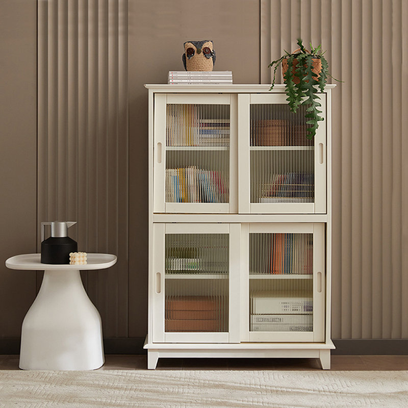Bibliothèque simple en bois, Crème, crème, (4 tablettes) H 52,36 po x l 40,16 po x P 13,39 po