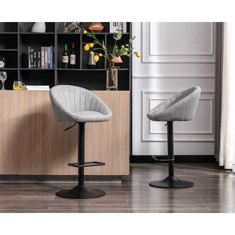 Thornbury Swivel Upholstered Adjustable Height Counter Stool with Metal Frame, Grey