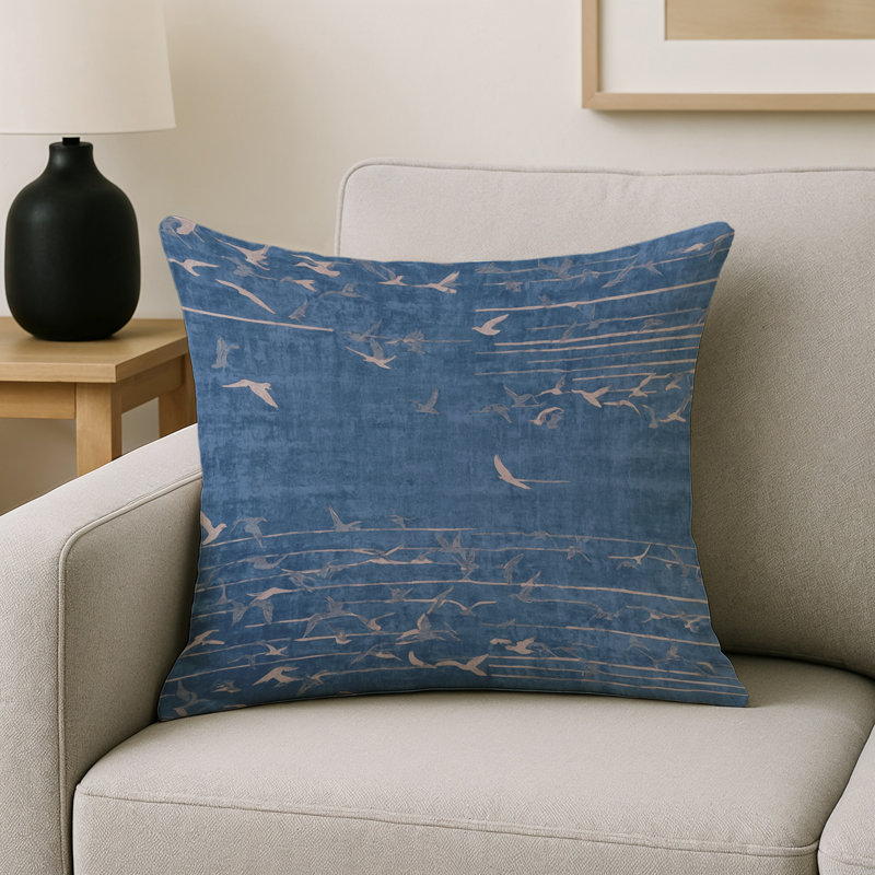 Coussin décoratif intérieur et extérieur Modern, Bleu abstrait 12, Carré 20 po