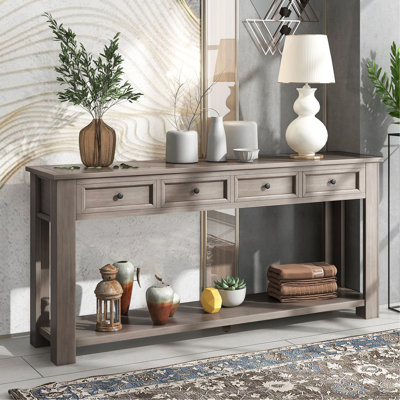 Hagberg Console Table Sofa Table with Storage Drawers and Bottom Shelf for Entryway Hallway,Entryway Table