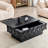 38.59"  Slide Top Coffee Table with Hidden Storage, Mid-Century Fluted Rectangle Center Table ,Black-1055630616