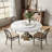 Aversa Modern Round Dining Table, Sintered Stone & Travertine Top With Lazy Susan, Farmhouse Kitchen Table For Dining Room-296602370-296602369