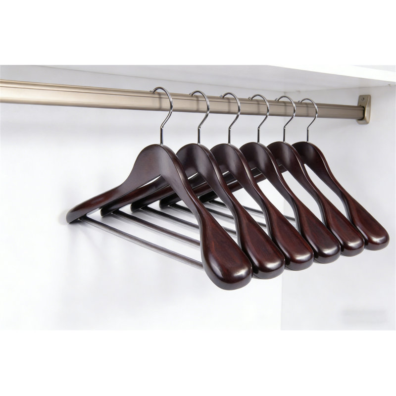 Ensemble de 12 cintres en bois pour femmes avec tringle antidérapante, 12