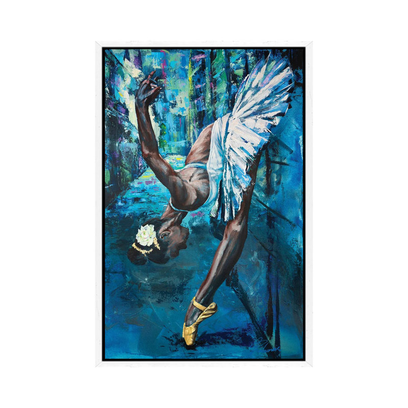 A Swan In The Backstreet by Tadaomi Kawasaki - Painting on Canvas, 101.6 cm H x 66.04 cm W, White Framed