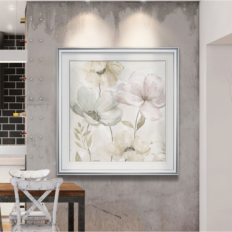 «Hibbitts Garden Grays», reproduction d'art graphique, H 28 po x l 28 po x P 2 po, Cadre argenté