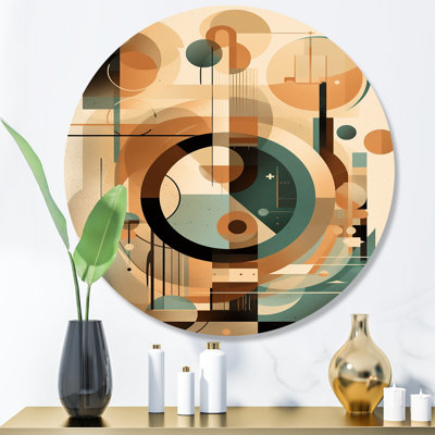 Art mural orange et vert Mid Century Momentum III - Abstrait Mid-Century