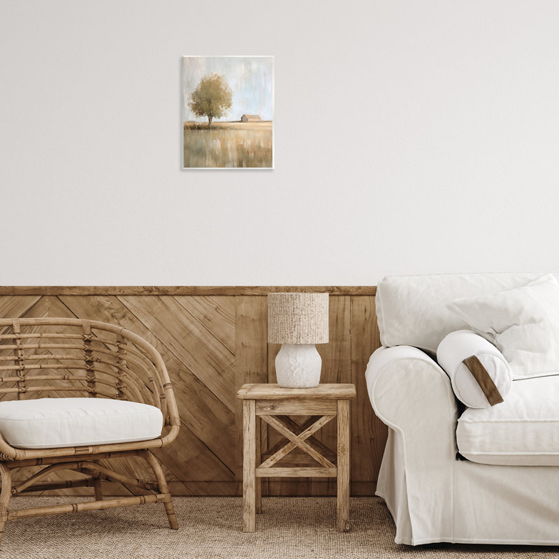 Plaque murale grange et arbre solitaire, design par Petal Prints Design
