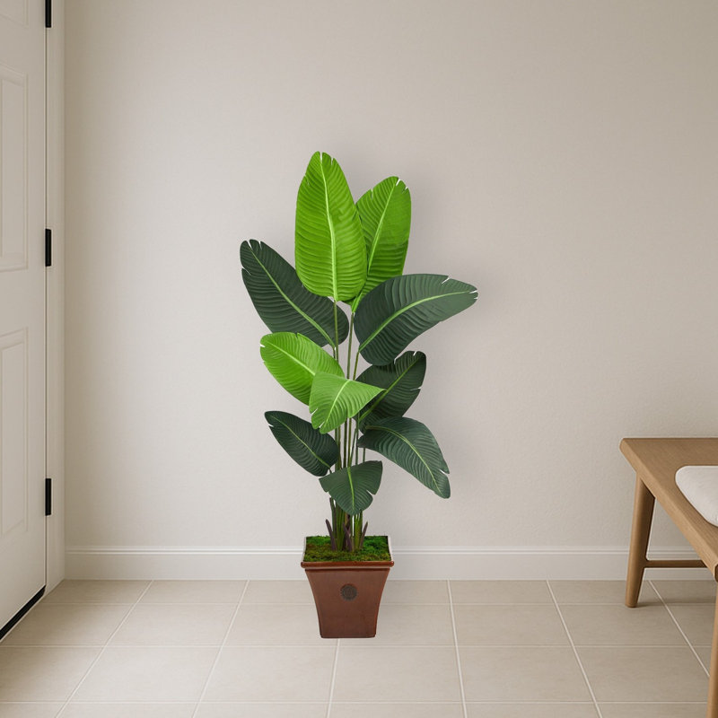 Travelers Palm Artificial Tree in Brown Planter