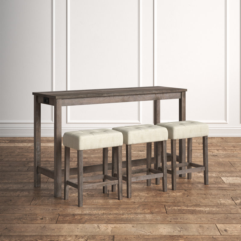 Ensemble de console et tabouret Abinaash, Chêne