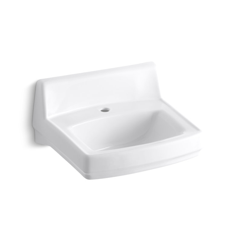 Greenwich Vitreous China Rectangular Wall Mount Bathroom Sink with Overflow, White, Single Hole, White