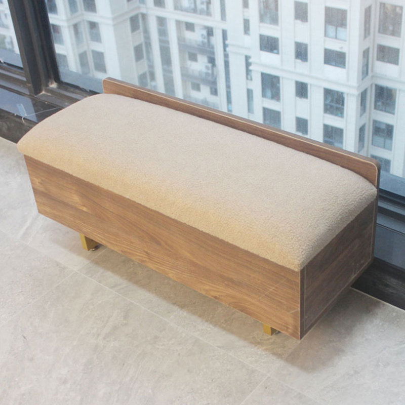 Banc rembourré blanc noyer noir, H 14,96 po x l 31,5 po x P 11,81 po, Noyer
