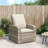 vidaXL Reclining Patio Lounge Chair, Modern Light Brown Poly Rattan with Biege Cushions, Adjustable Backrest & Footrest, Comfortable Outdoor Garden Terrace Furniture-548466205-548466194