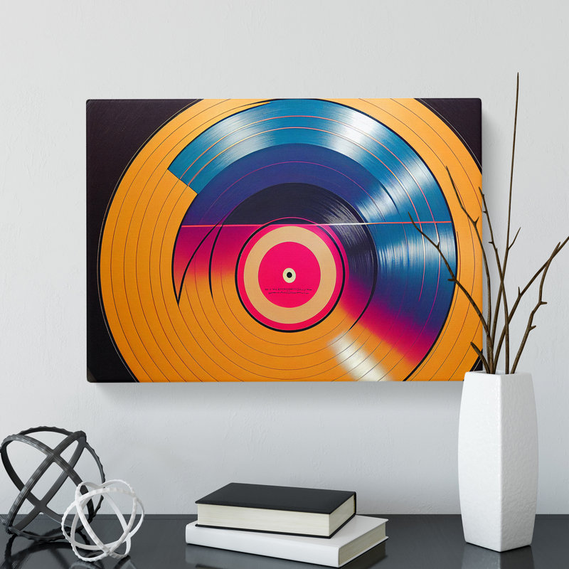 Unusual Vinyl Record Art Abstract - Wrapped Canvas, 35cm H x 50cm W x 3cm D